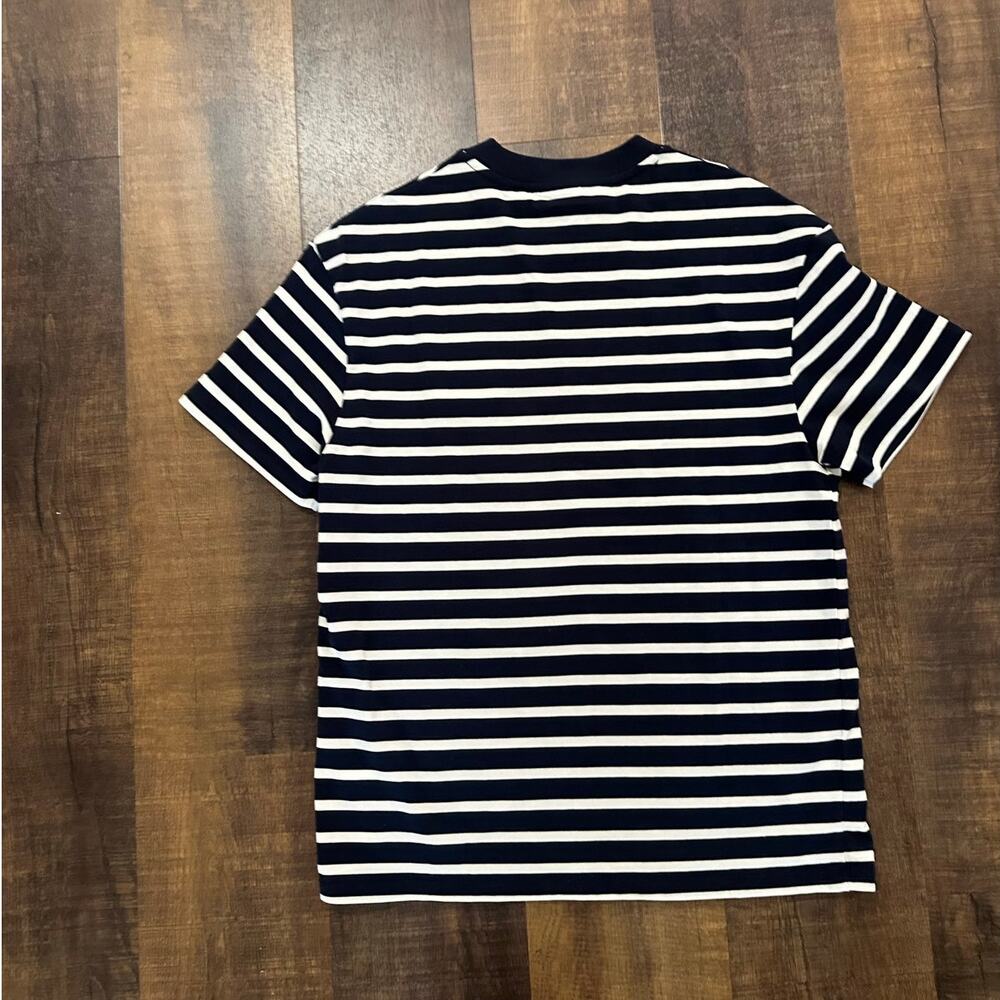 Galeries Lafayette Smiley Face Striped Tee Navy White Cotton Size M - Picture 5 of 7